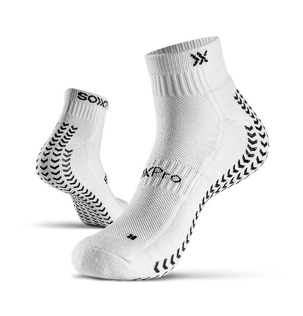GEARXPRO Meias SOXPro Low Cut Grip para Corrida, Crossfit e Tênis, Brancas