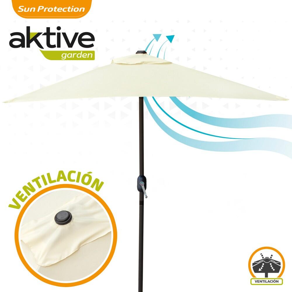 Parasol balcón 200x120 cm color crema mástil aluminio Aktive Garden 3/5