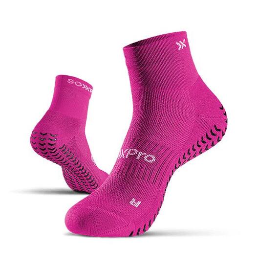 Chaussettes de course SOXPro Sprint avec adhérence, couleur fuchsia fluo