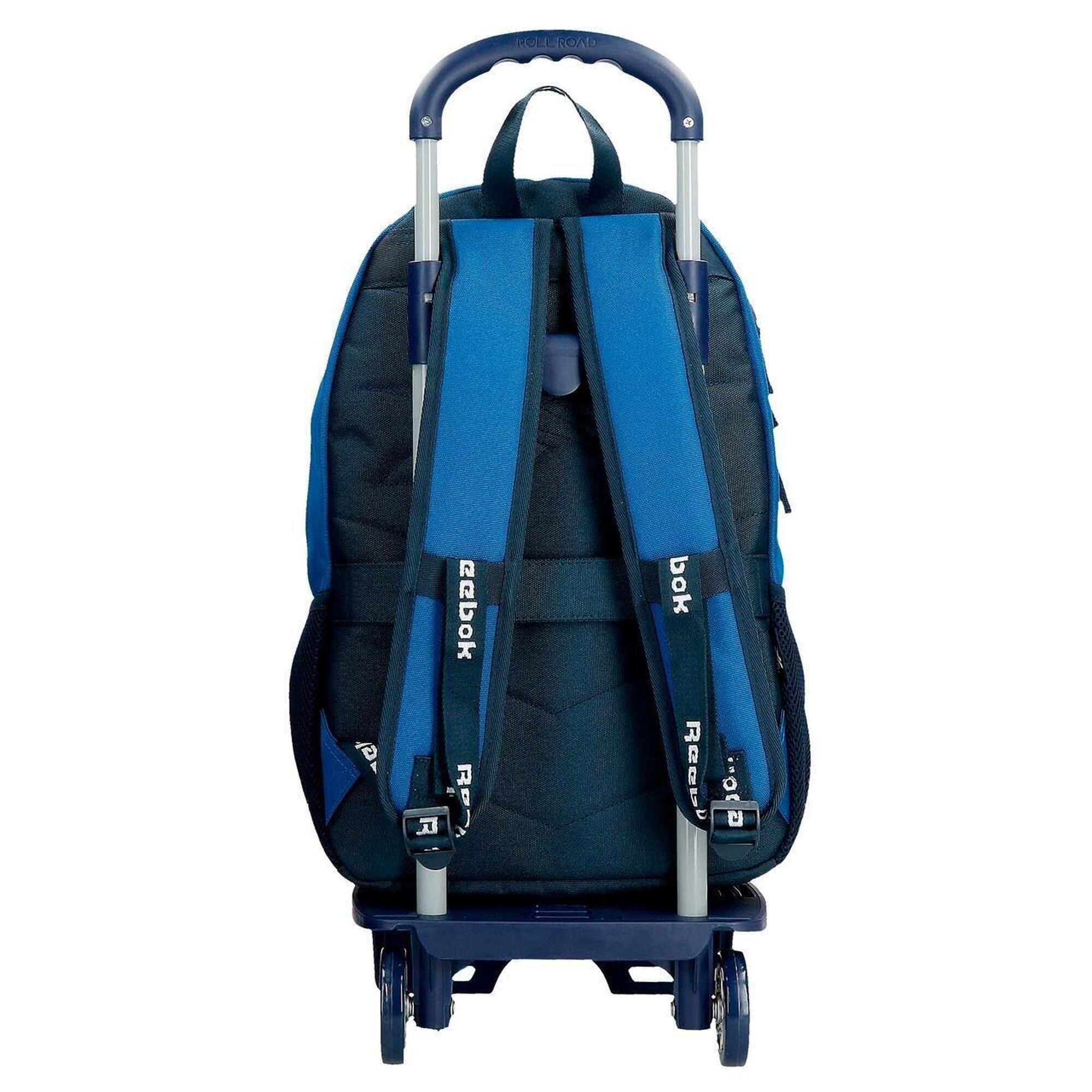 Mochila escolar  con carro Reebok Atlantic 44cm Azul