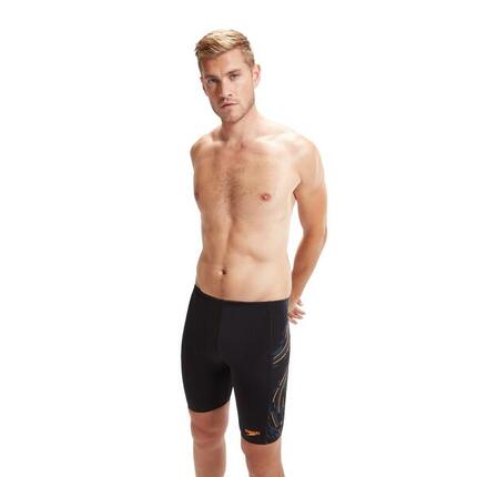 Maillot de bain homme Speedo Tech Panel Jammer Noir/Peau de mandarine/Teal foncé