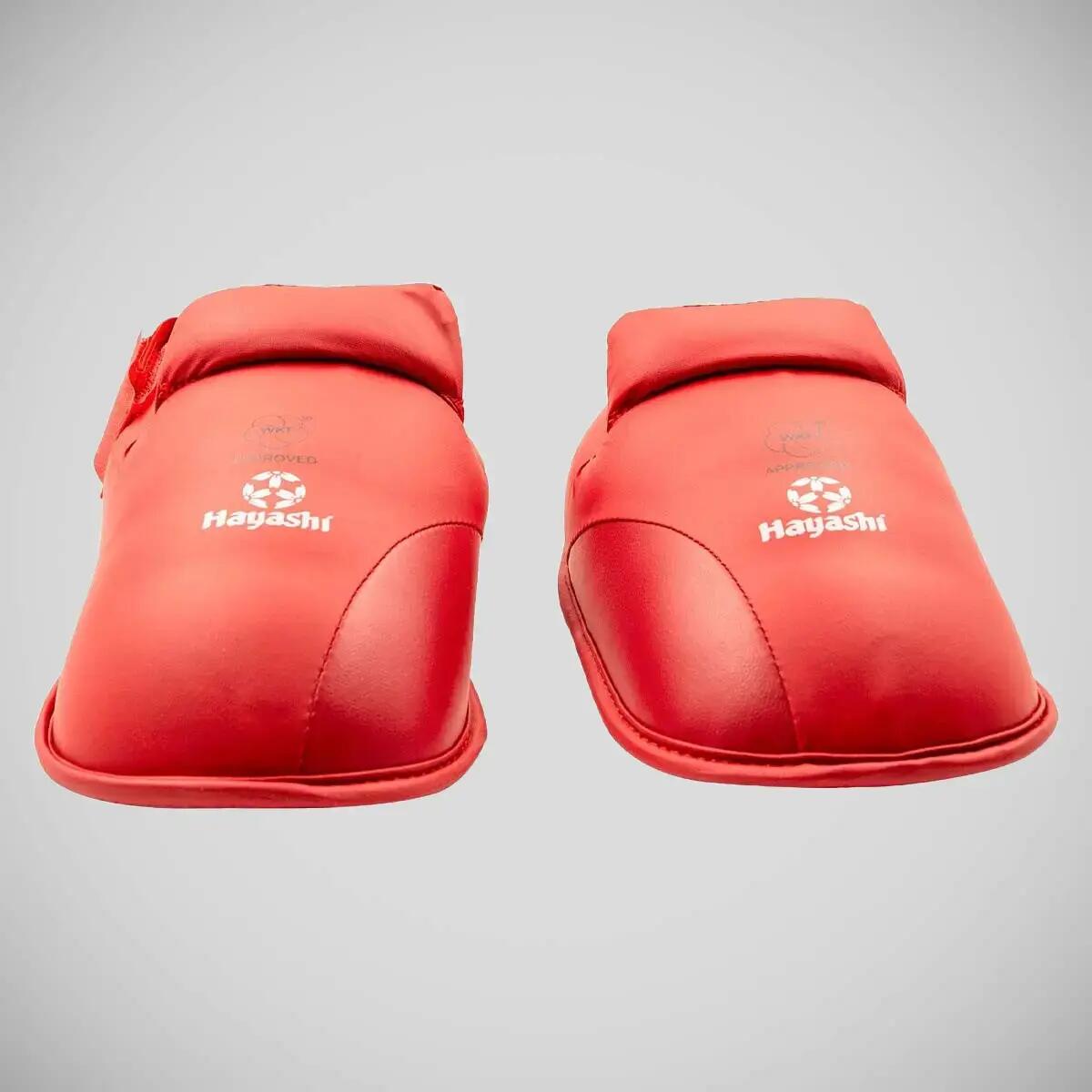 Lábfejes lábszárvédő, WKF, Hayashi, karate, piros 3/5