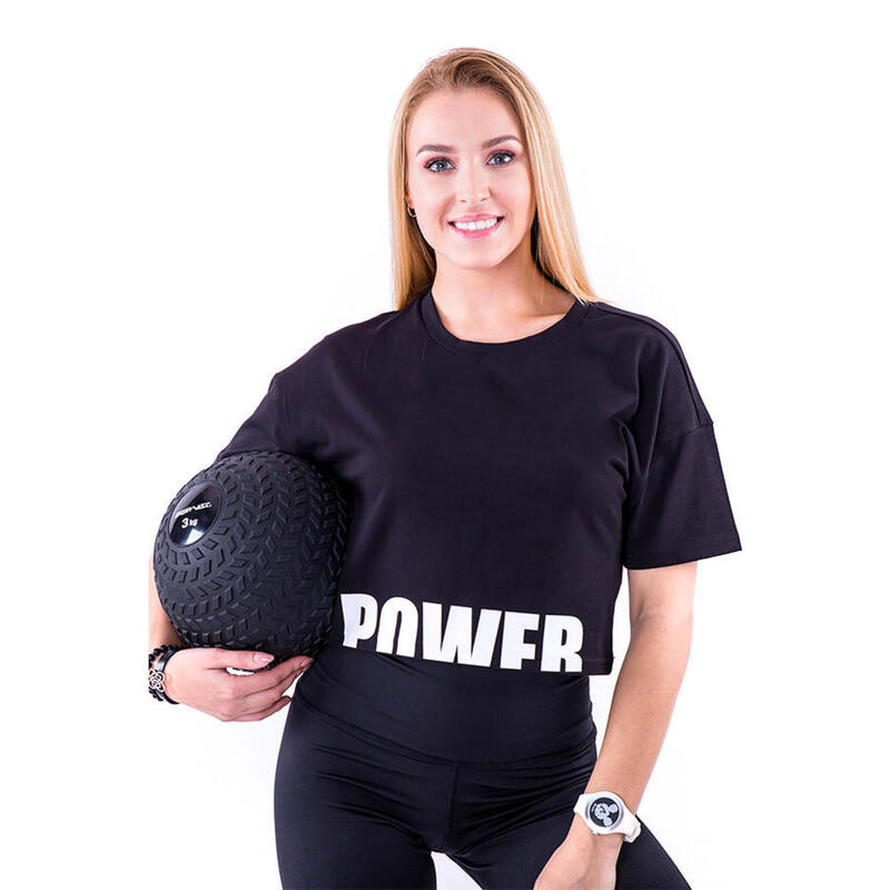 Koszulka treningowa na fitness damska 2skin POWER BLACK