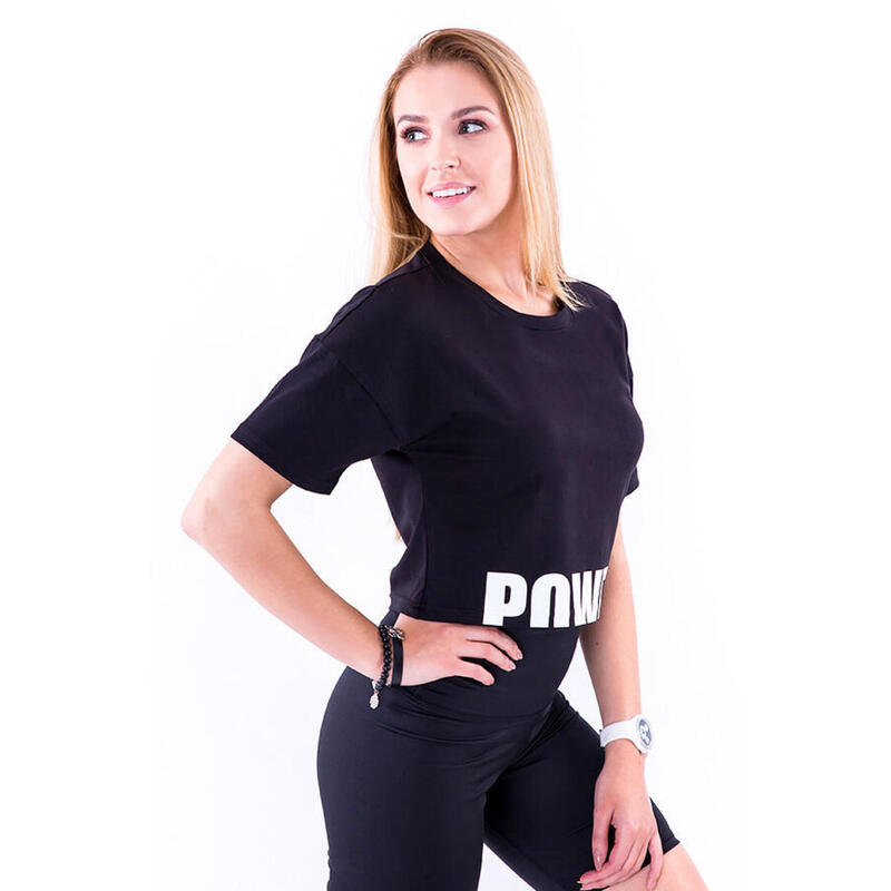 Koszulka treningowa na fitness damska 2skin POWER BLACK