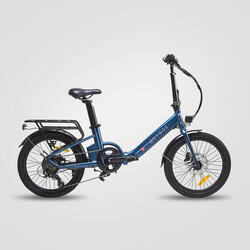 Vélo électrique pliant Hygge Virum Step 2024, vélo de ville léger en bleu saphir