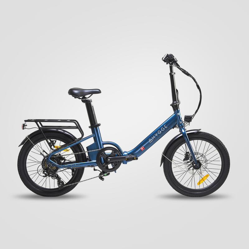 Hygge Virum 2024 opvouwbare e-bike, lichtgewicht stadsfiets in Saphire Blue