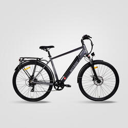 Grafietgrijs Hygge Aarhus 2024 e-bike, aangedreven door een 250W motor