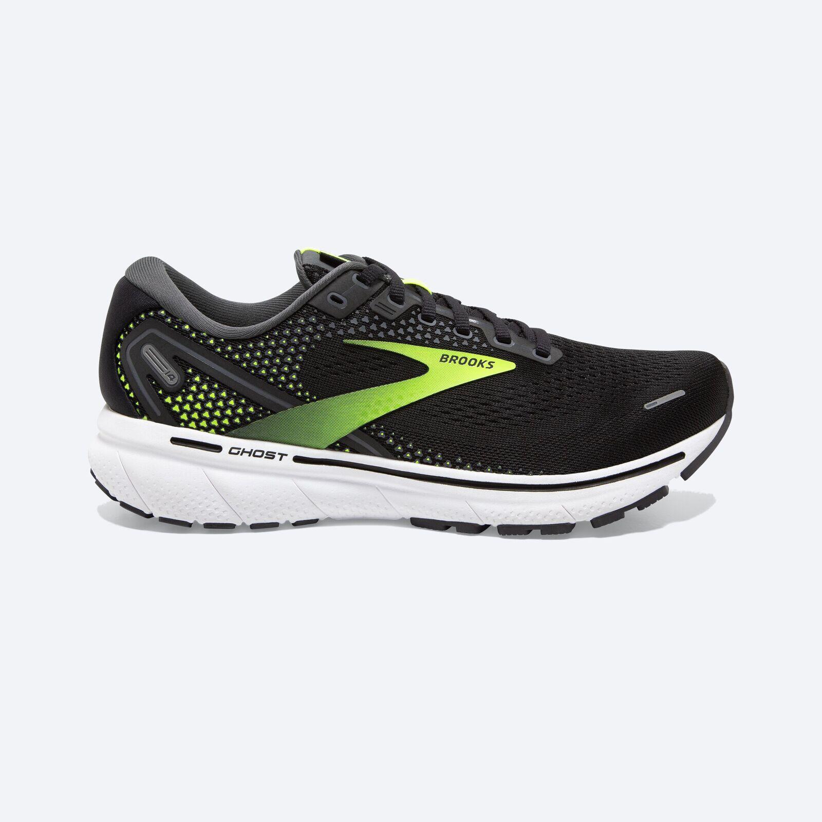 Brooks Mens Wide Ghost 14 Sneakers Shoes Athletic Road Runners Black Green