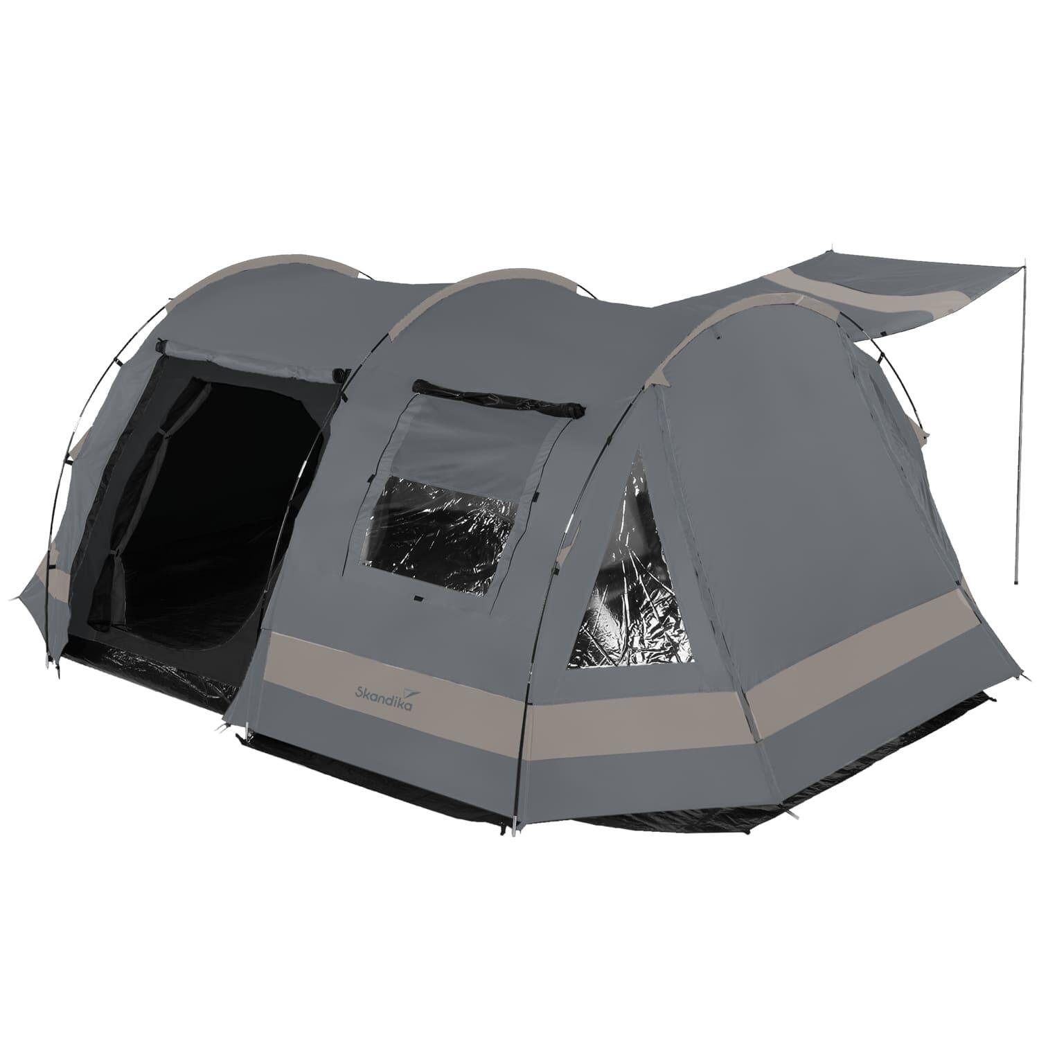 Skandika - Tente Tunnel Kambo 6 - Tente Camping 6 Personnes - 1 Cabine Sombre - 3 Entrées - Tente - Gris - 6 Places - Decathlon