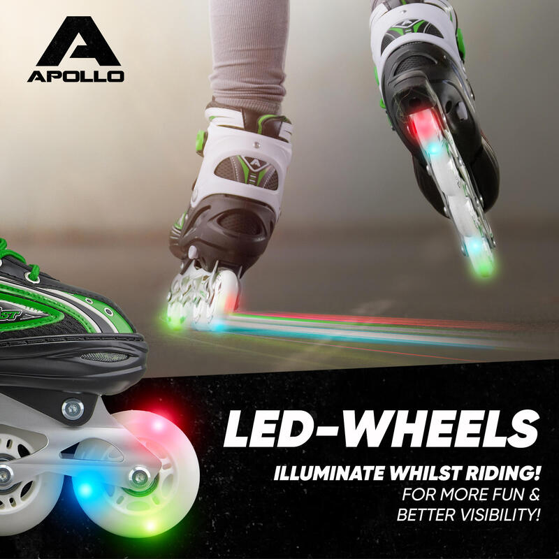 Patins à roulettes Super Blades X Pro, roues LED, réglables – Vert