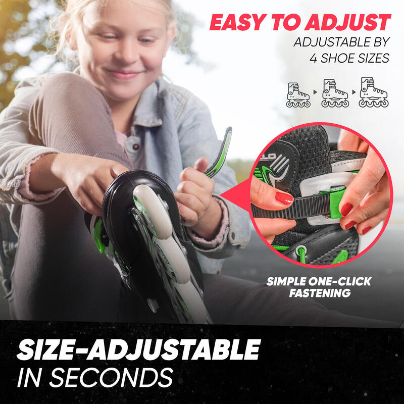 Patins à roulettes Super Blades X Pro, roues LED, réglables – Vert