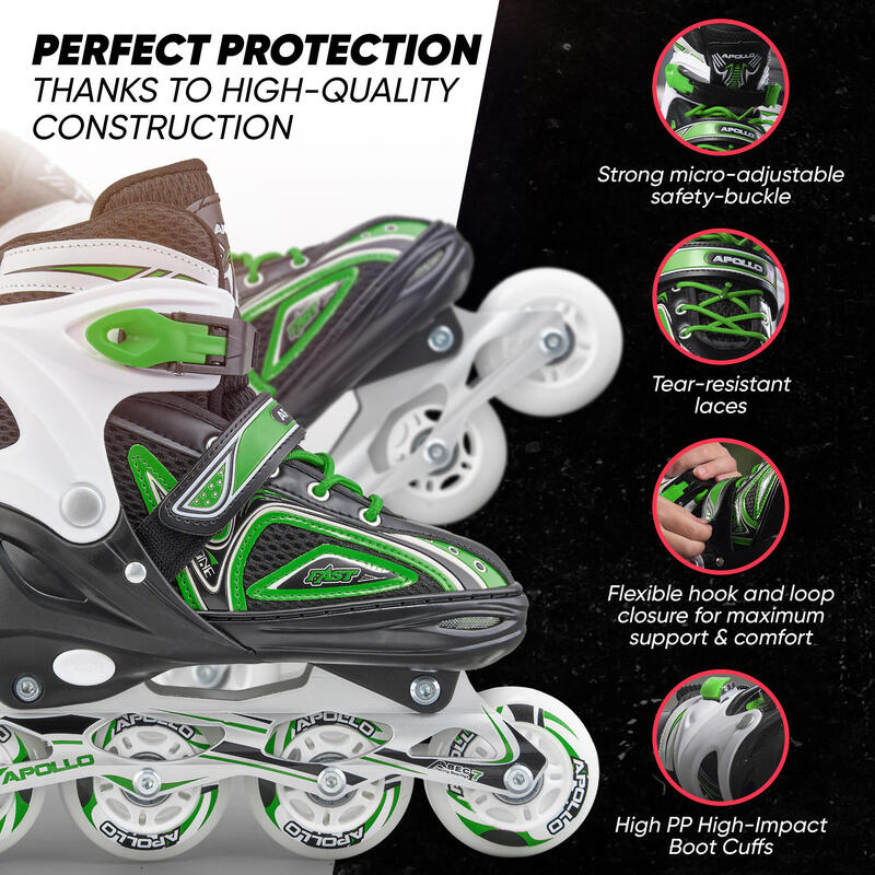 Patins à roulettes Super Blades X Pro, roues LED, réglables – Vert