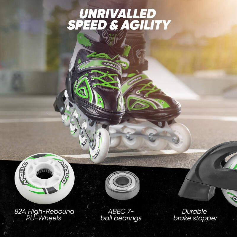 Patins à roulettes Super Blades X Pro, roues LED, réglables – Vert