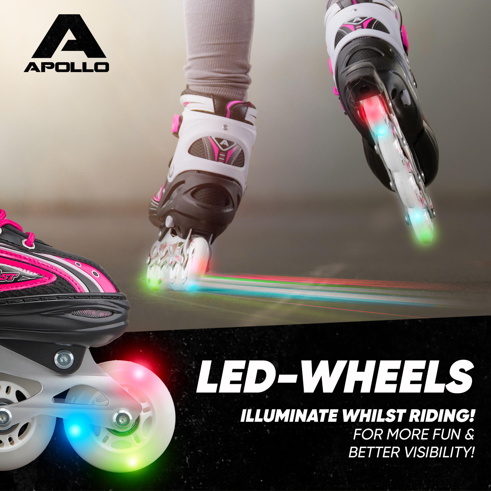 Super Blades X Pro Inlineskates, LED wielen, verstelbaar - Roze - L (39/42) 3/7