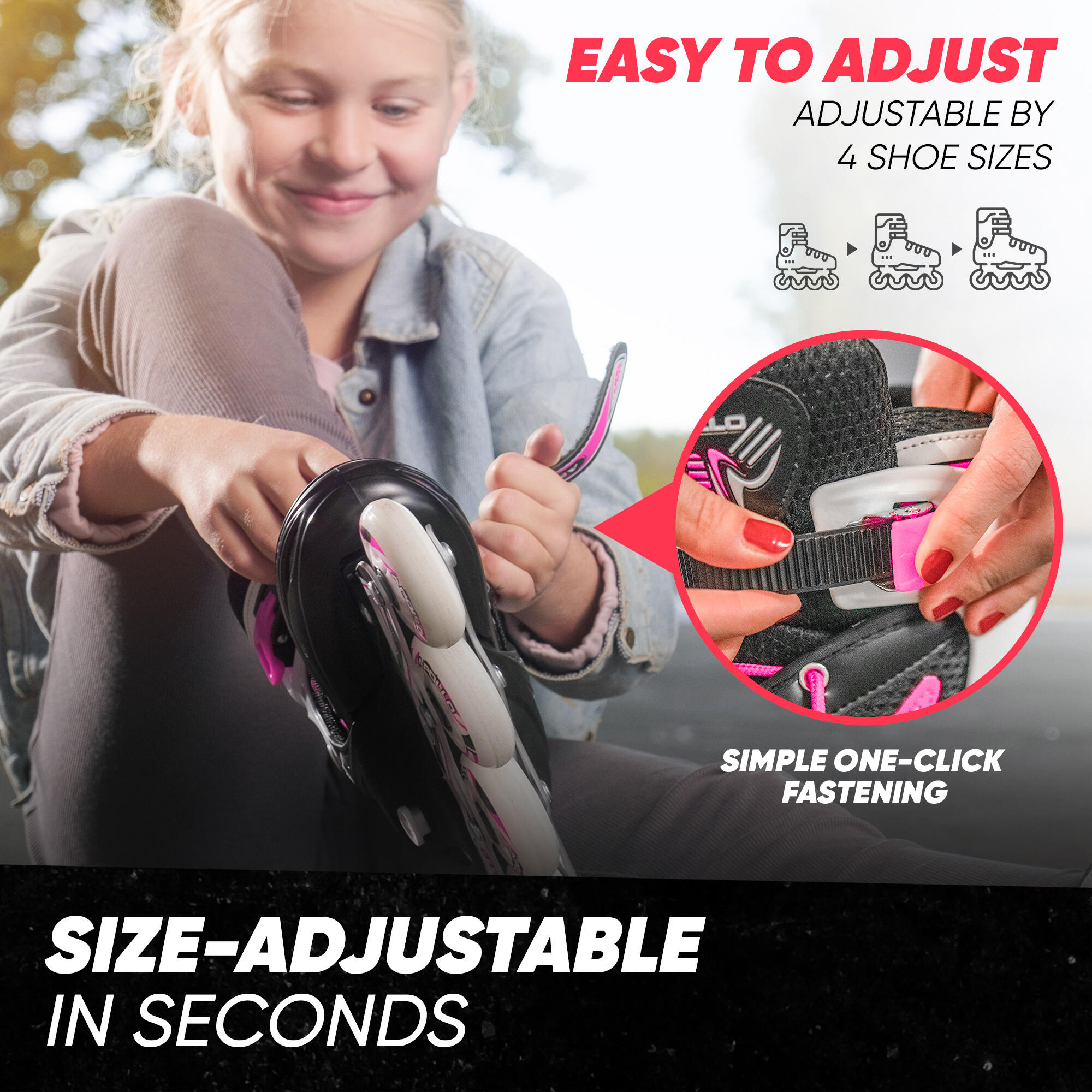 Super Blades X Pro Inlineskates, LED wielen, verstelbaar - Roze - L (39/42) 2/7