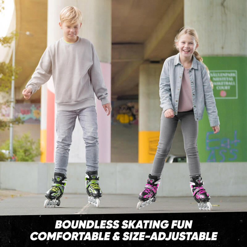 Patins à roulettes Super Blades X Pro, roues LED, réglables – Rose