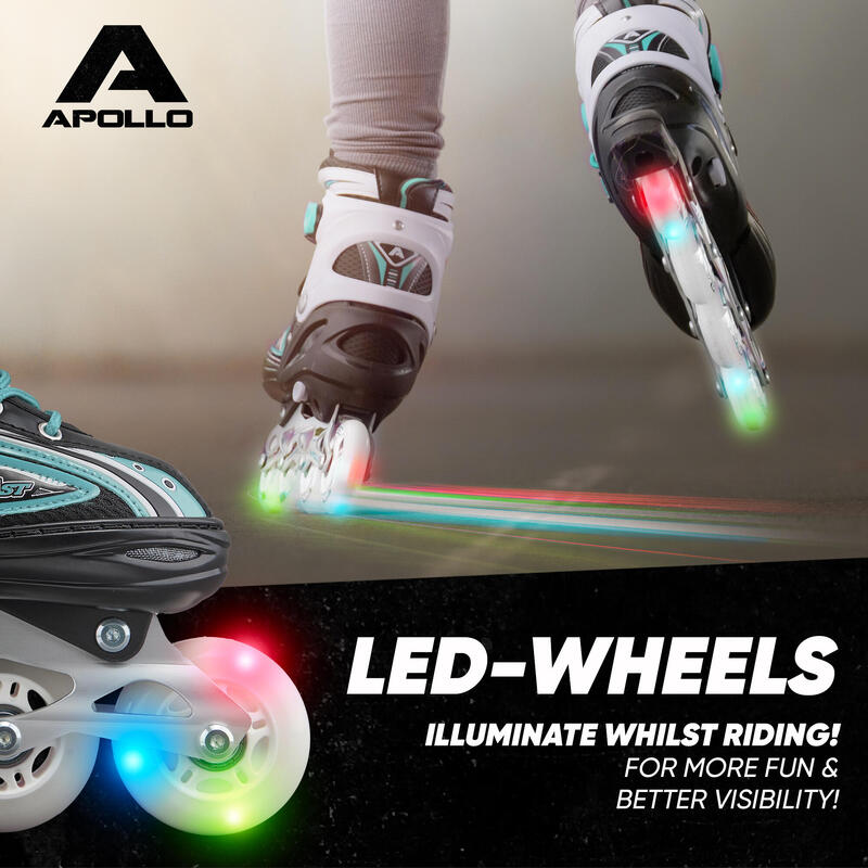 Patins à roulettes Super Blades X Pro, roues LED, réglables – Menthe