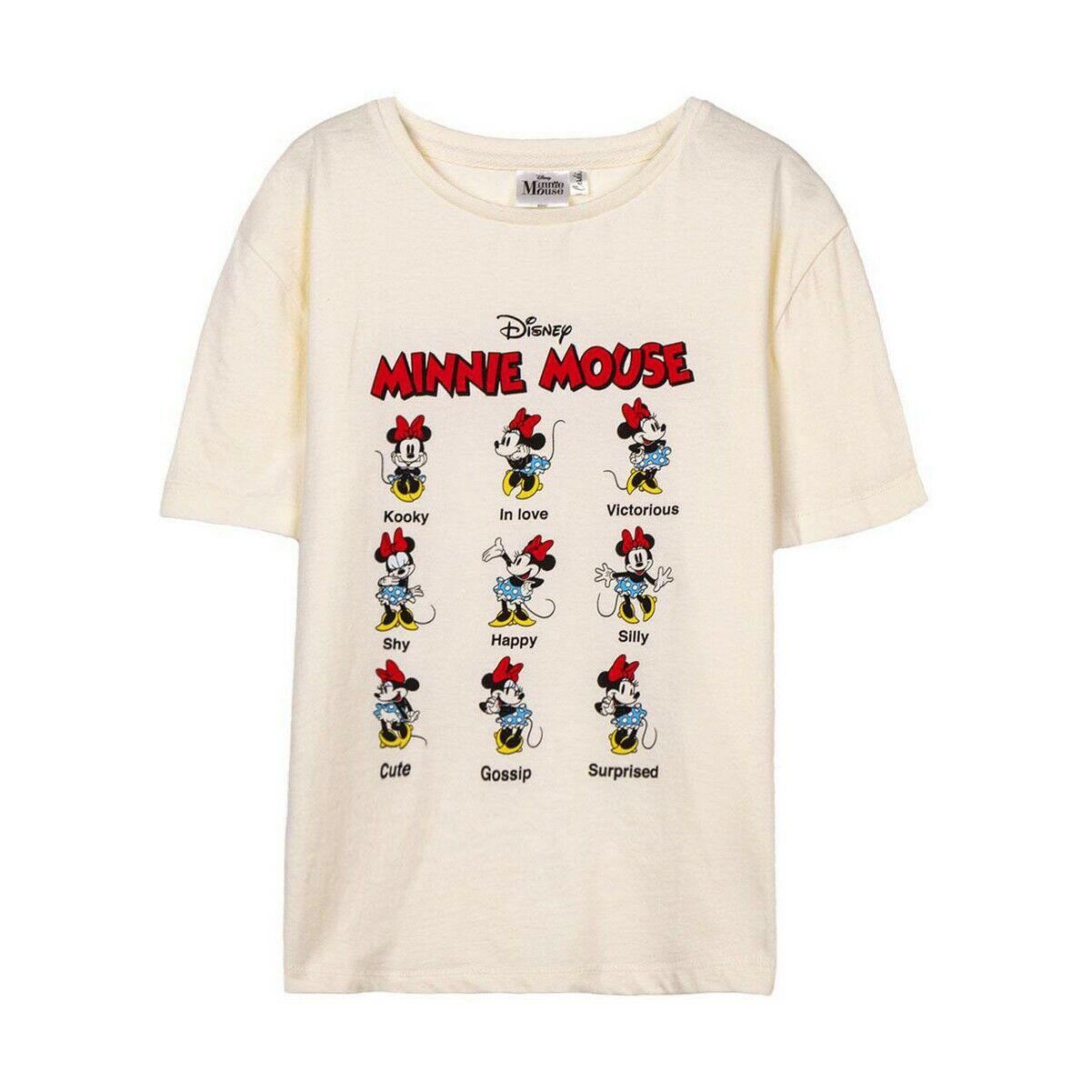 T shirt à manches courtes Enfant Minnie Mouse Beige 1/5