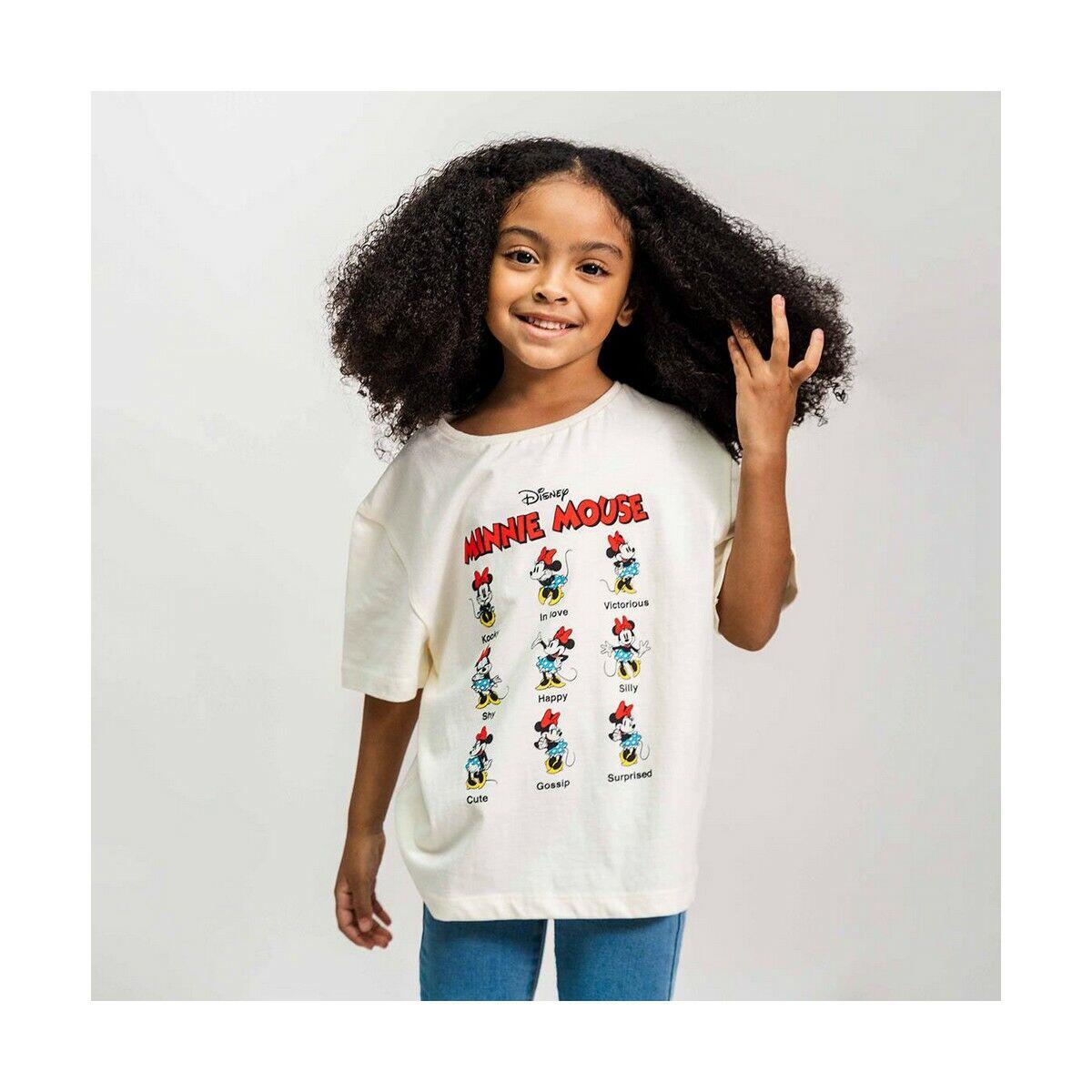 T shirt à manches courtes Enfant Minnie Mouse Beige 5/5