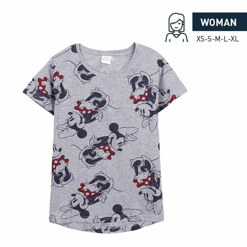 Camiseta de Manga Corta Mujer Minnie Mouse Gris