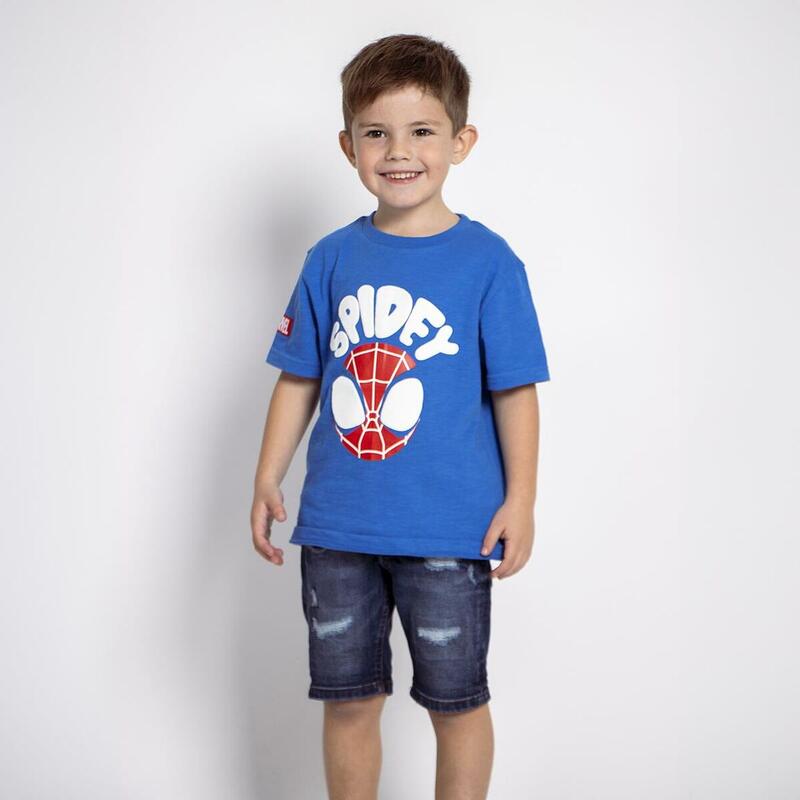 Camiseta de Manga Corta Infantil Spidey Azul