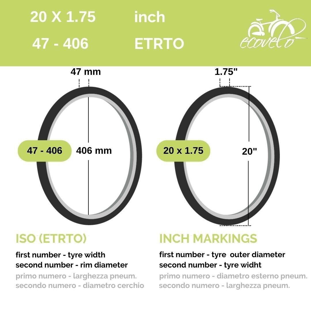 Ruota Posteriore 20" Completa Per Bici Graziella – Cerchio 20x1.75, Copertone Bianco/nero, Camera D'aria E Pignone 16 Denti Già Montati