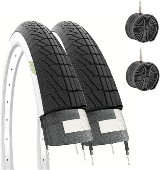 2 copertoni + 2 camere aria per graziella 20x1.75 (47-406) bianco nero EV