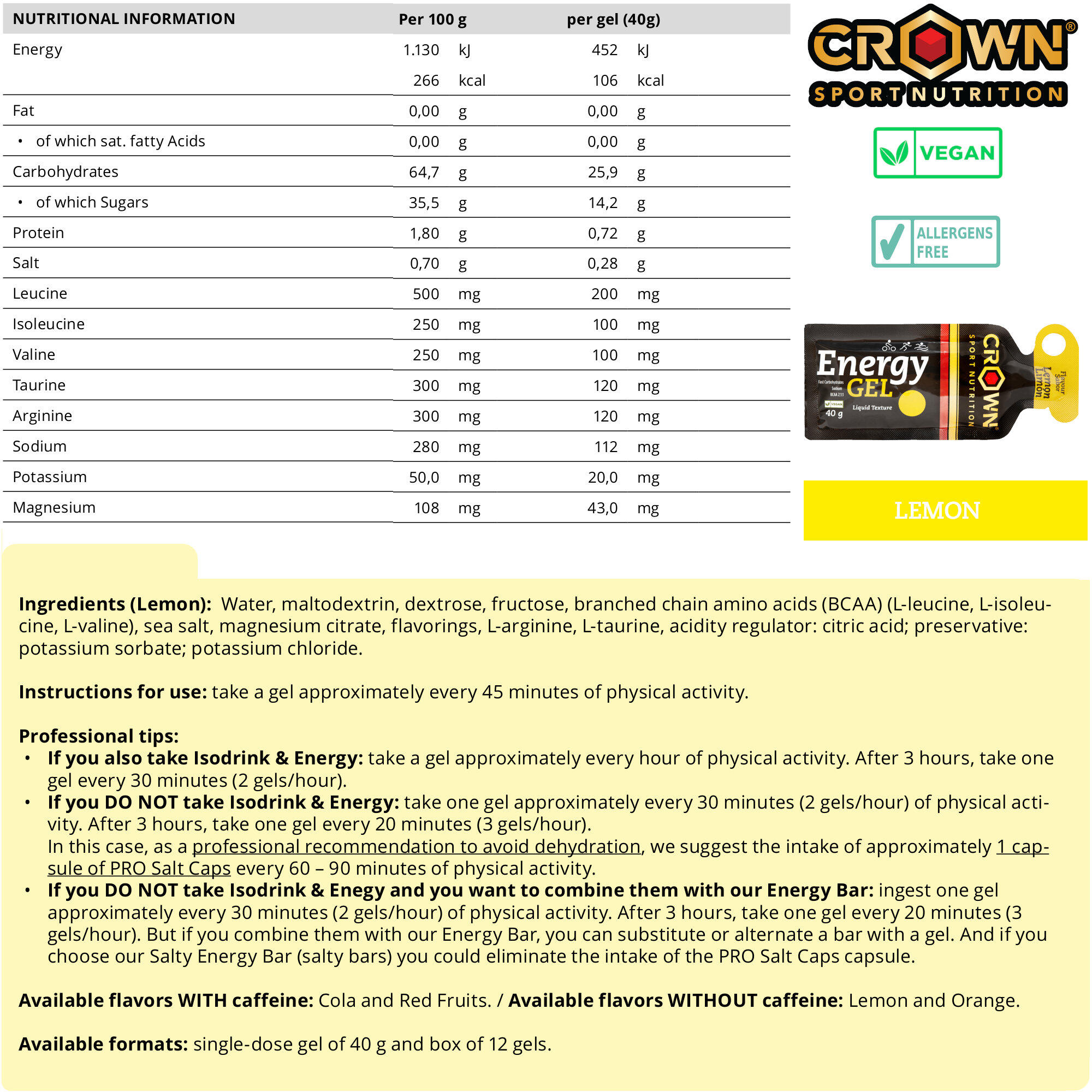 Geles energéticos ‘Energy Gel‘ de 40 g Limón 4/8
