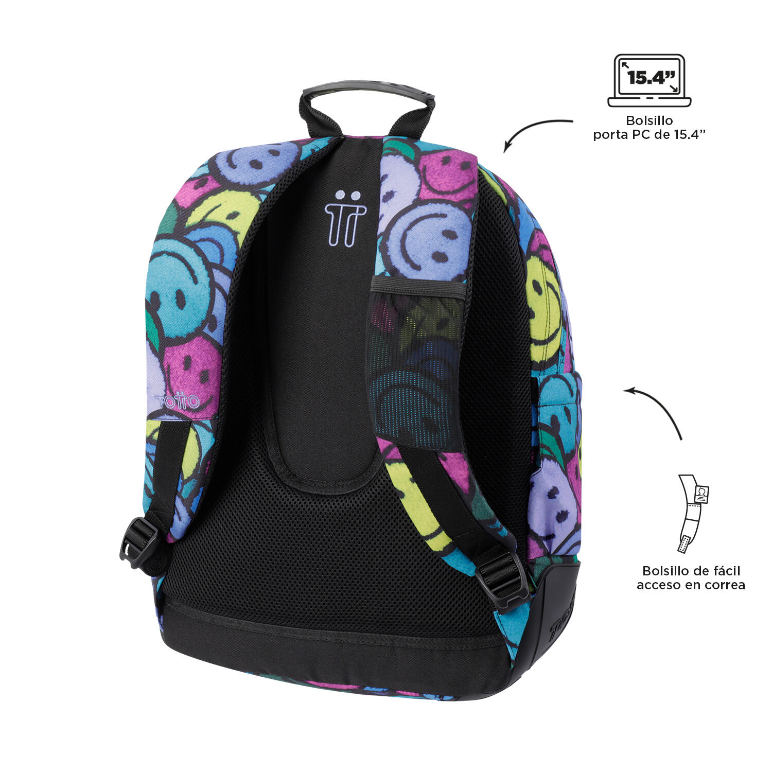 Totto Mochila escolar Crayoles Emojis Poliéster 33 x44 x13.5 cm 5/5