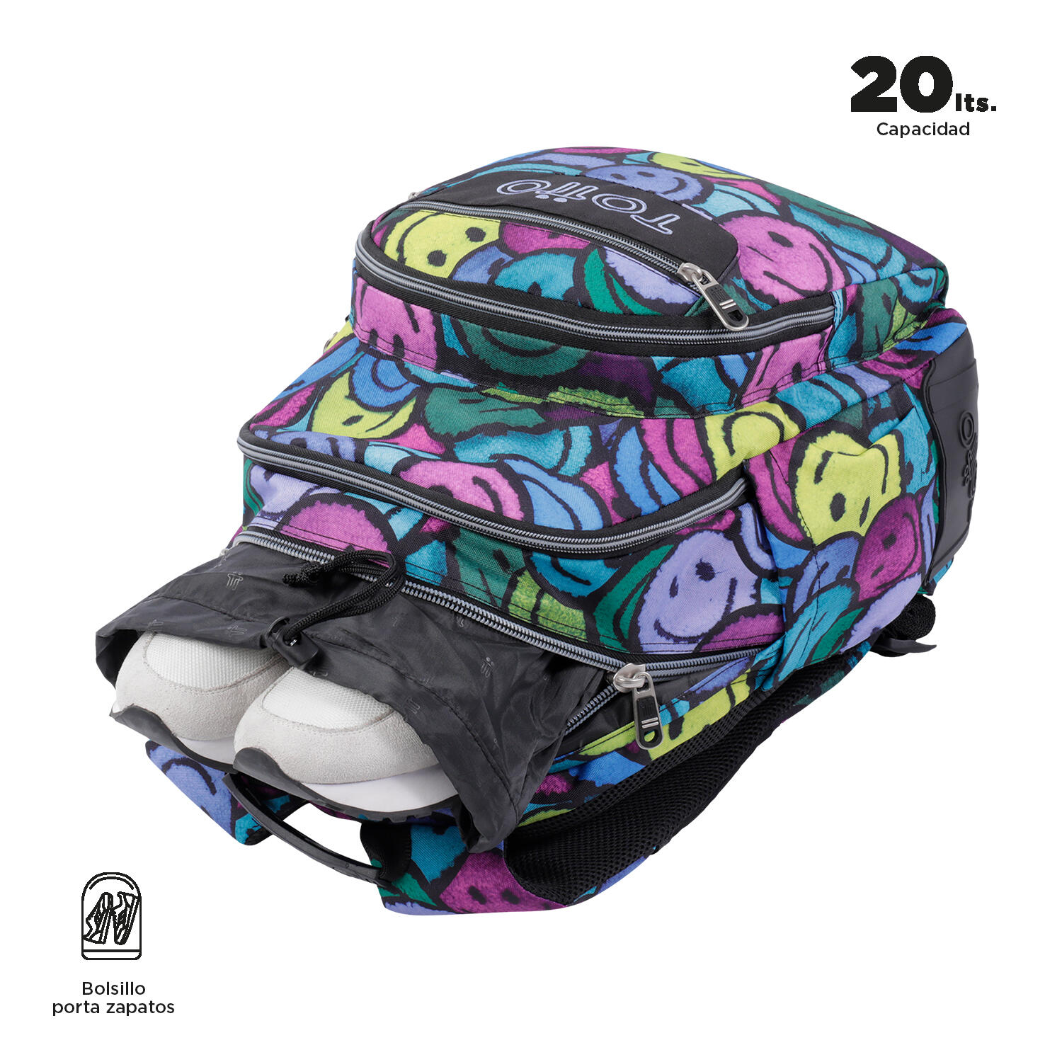 Totto Mochila escolar Crayoles Emojis Poliéster 33 x44 x13.5 cm 3/5