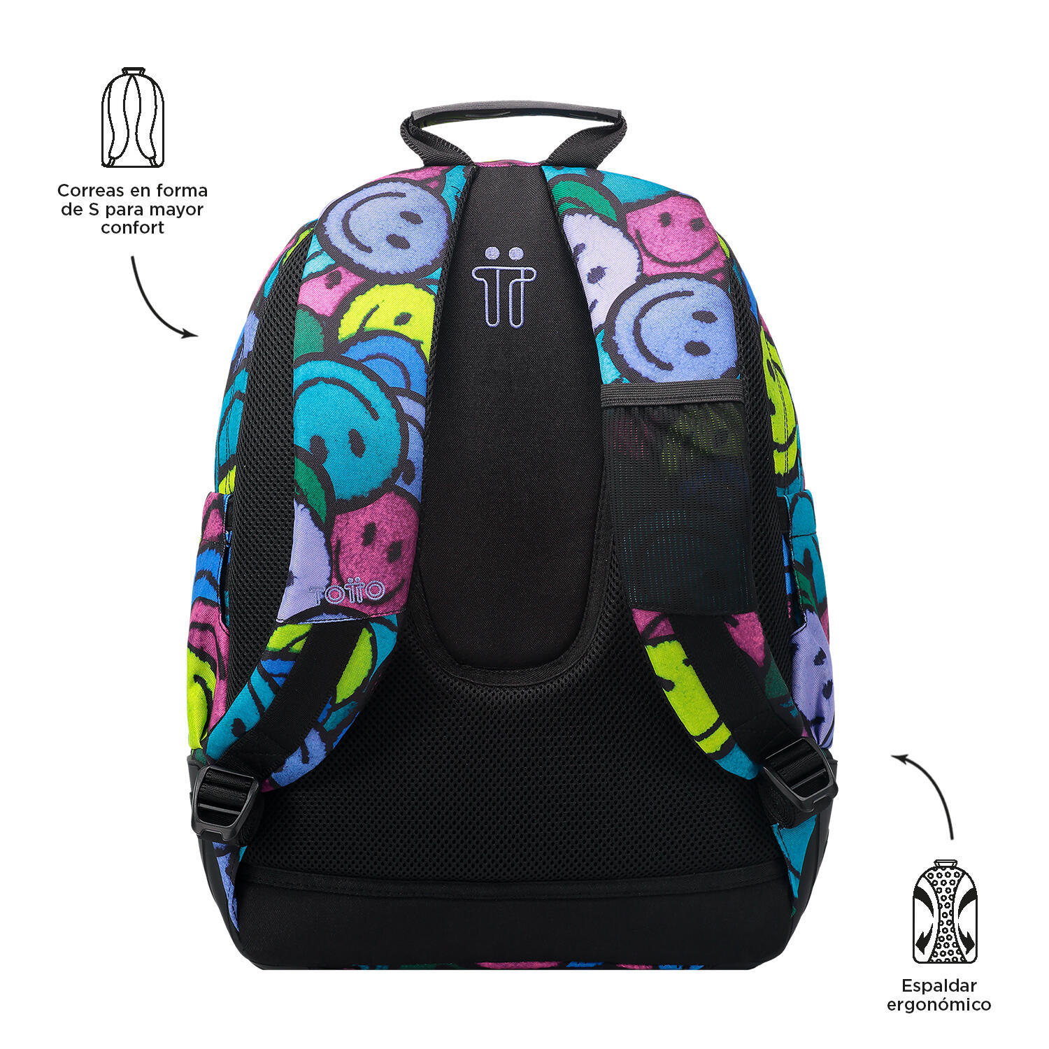 Totto Mochila escolar Crayoles Emojis Poliéster 33 x44 x13.5 cm 4/5