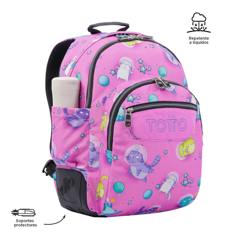 Mochila escolar  Crayoles Totto gatos astronautas  20 L