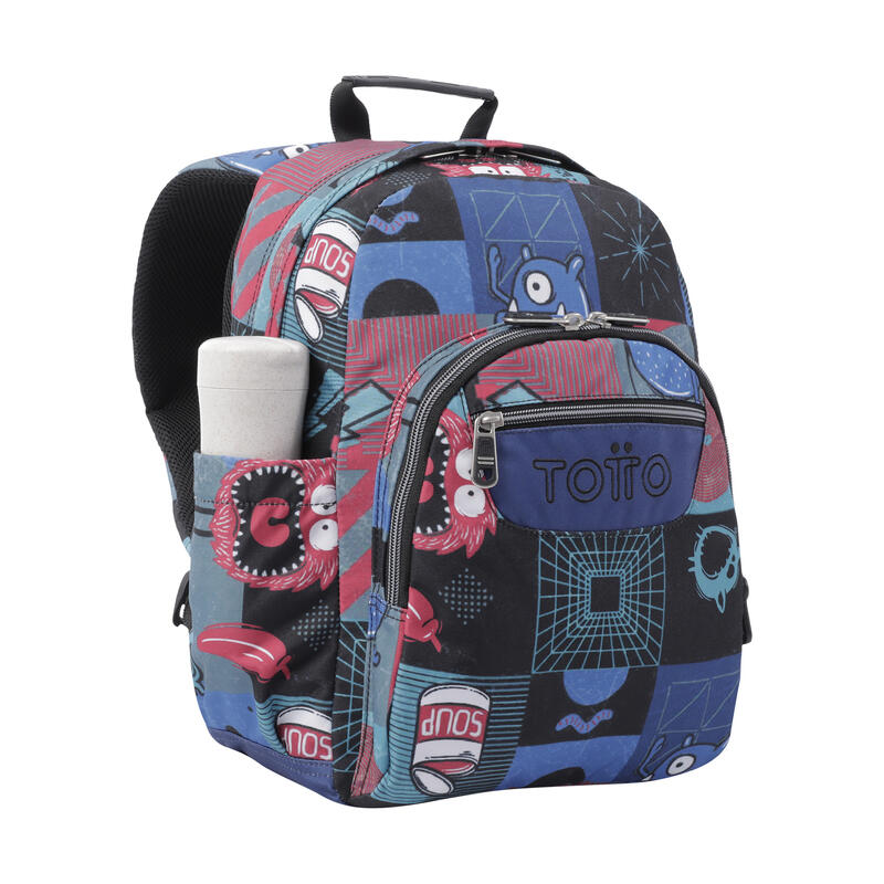 Mochila escolar  Gommas Totto cyber monstruos  15 L