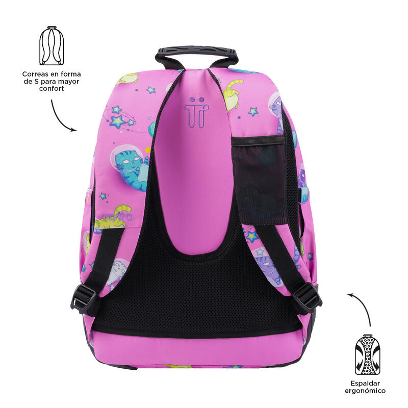 Mochila escolar  Crayoles Totto gatos astronautas  20 L