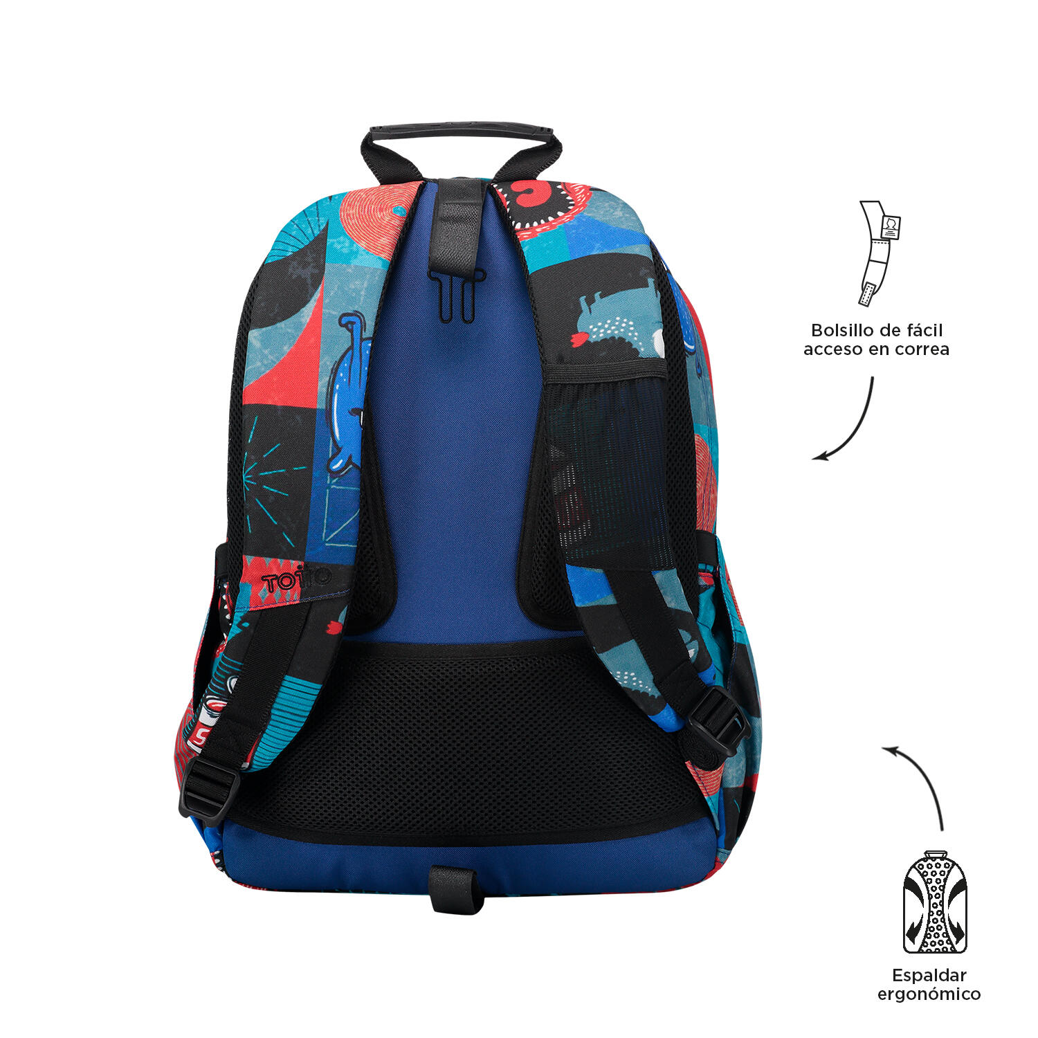 Totto Mochila escolar Acuareles Cyber monstruos Poliéster 33 x44 x14 cm 4/5