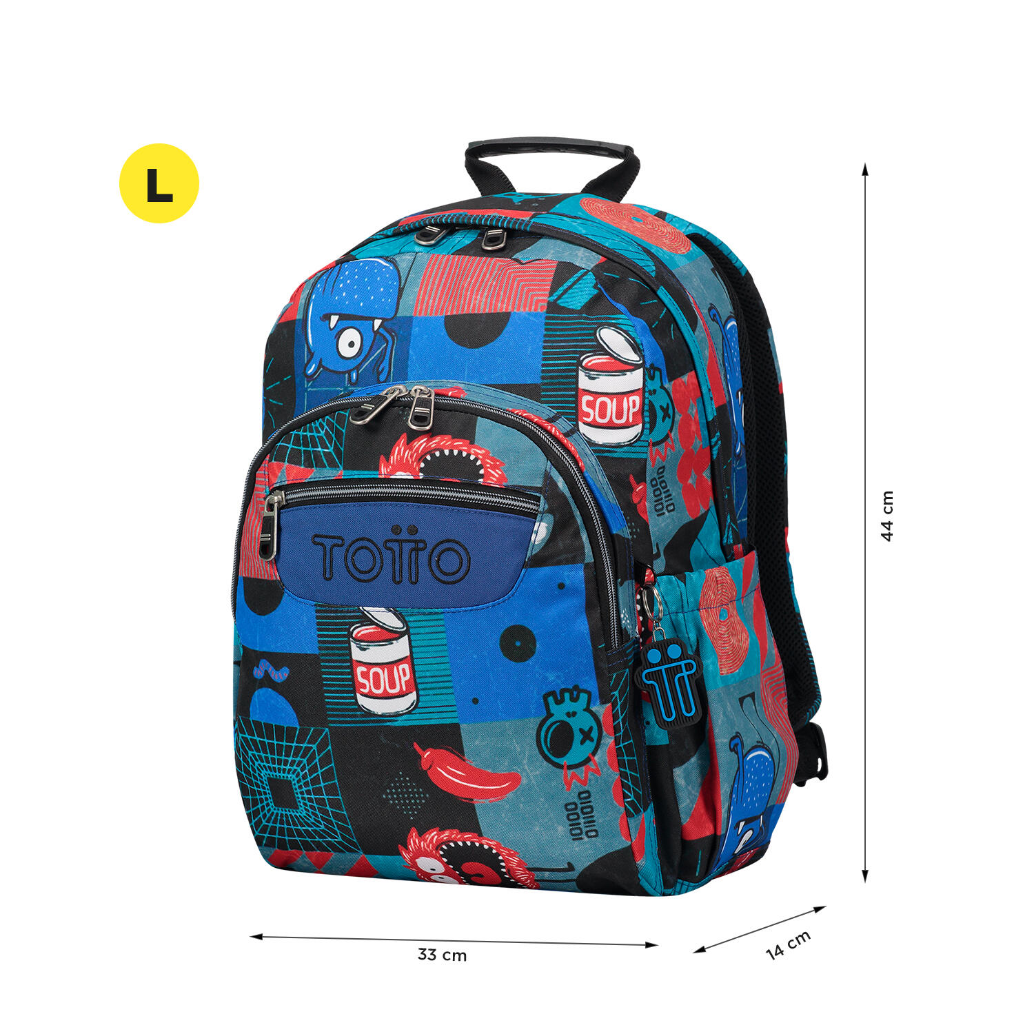 Totto Mochila escolar Acuareles Cyber monstruos Poliéster 33 x44 x14 cm 2/5