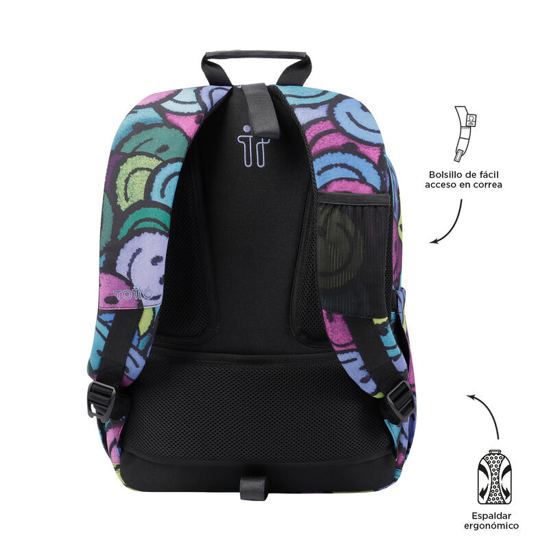 Mochila escolar Totto adaptable a carro emojis   20 L