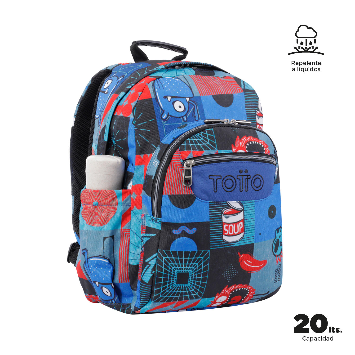 Totto Mochila escolar Acuareles Cyber monstruos Poliéster 33 x44 x14 cm 3/5