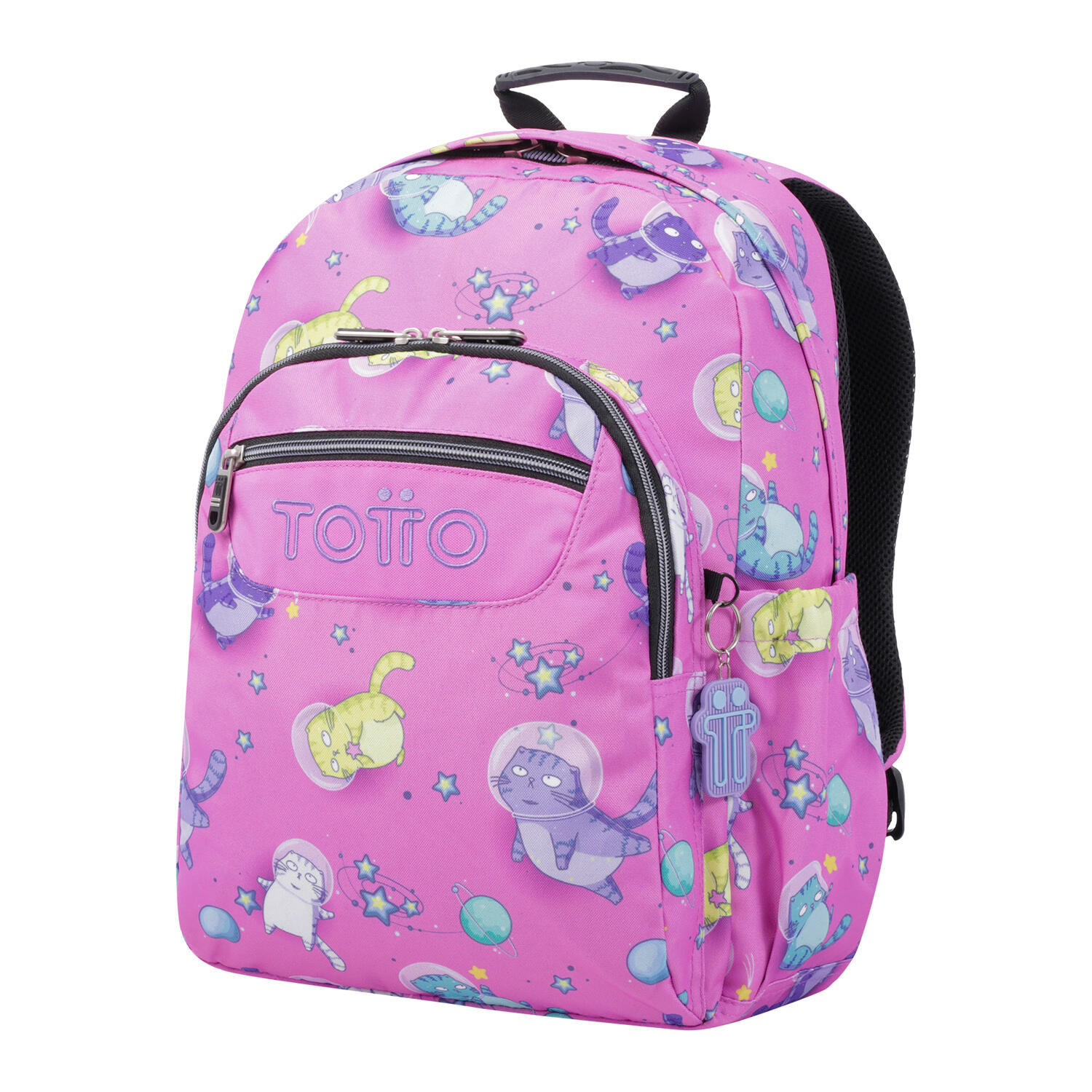 Totto Mochila escolar Acuareles Gatos Astronautas Poliéster 33 x44 x14 cm 2/5