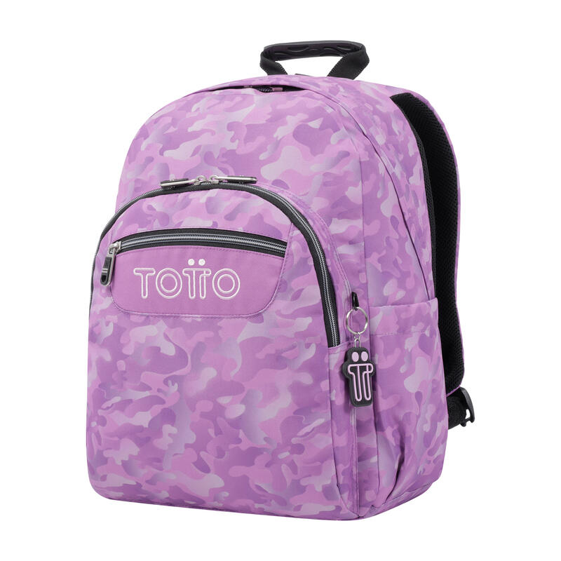 Mochila escolar Totto adaptable a carro camuflaje rosa  20 L