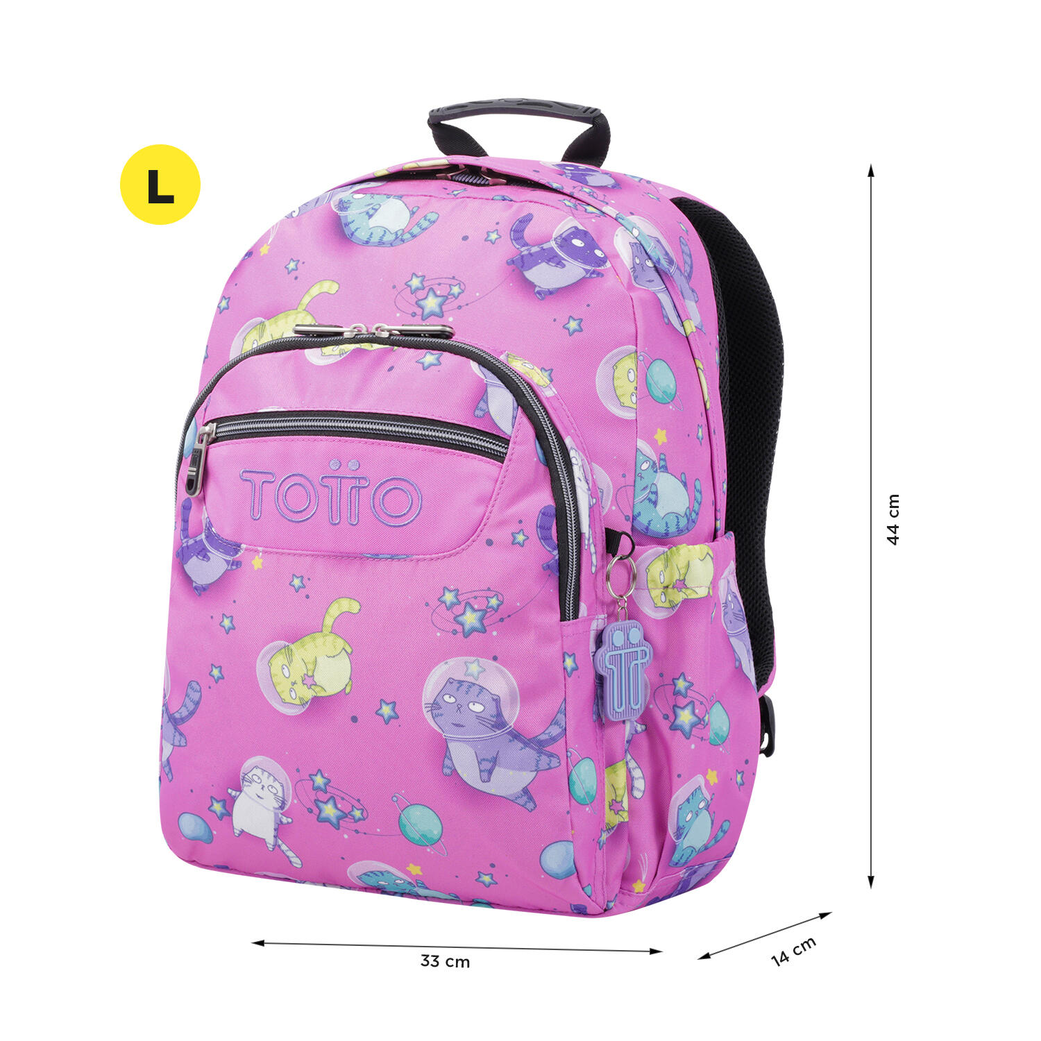 Totto Mochila escolar Acuareles Gatos Astronautas Poliéster 33 x44 x14 cm 3/5