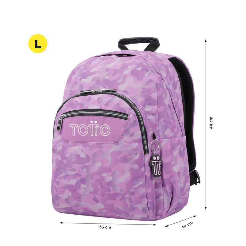 Mochila escolar Totto adaptable a carro camuflaje rosa  20 L