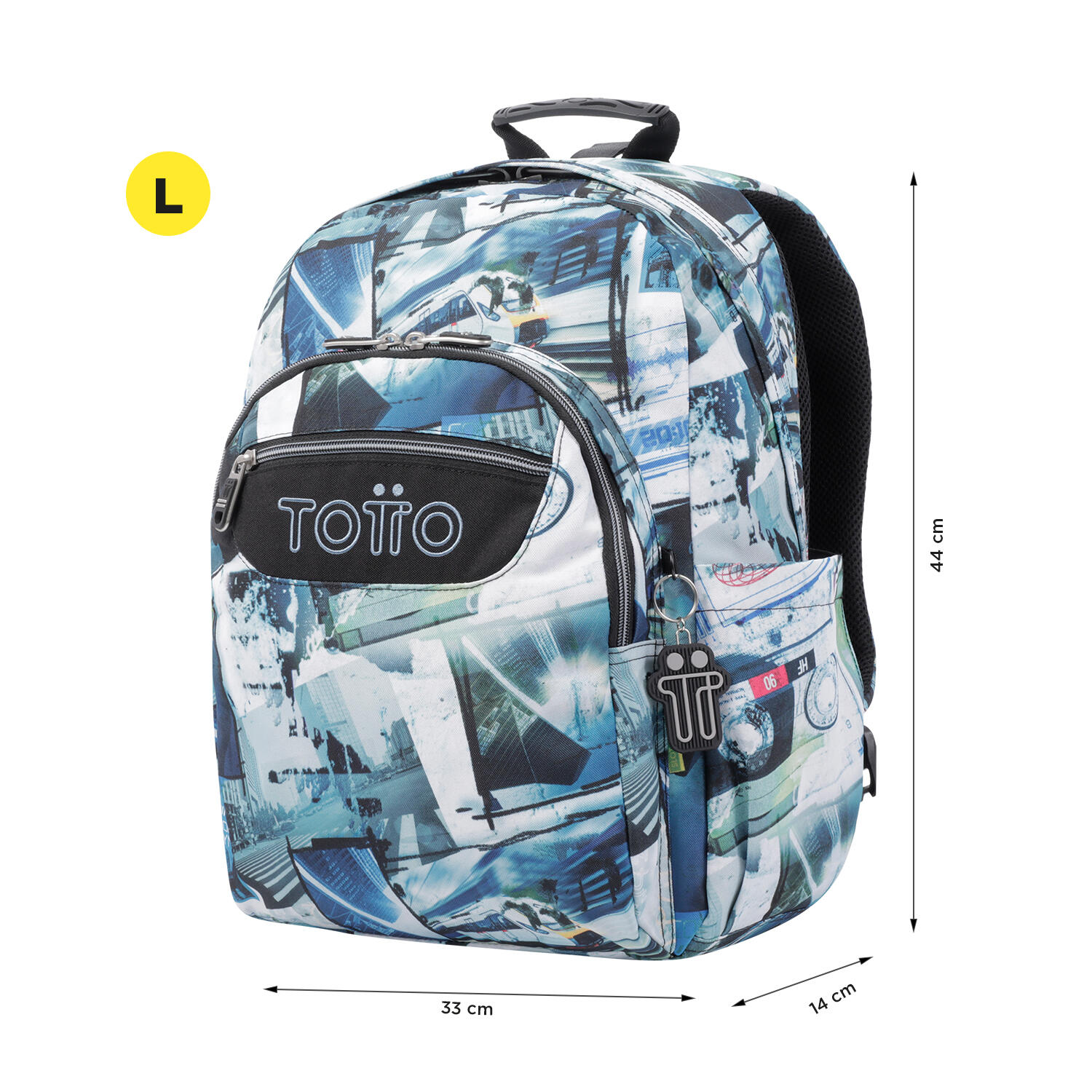 Totto Mochila escolar Acuareles Postales y casetes Poliéster 33 x44 x14 cm 3/5