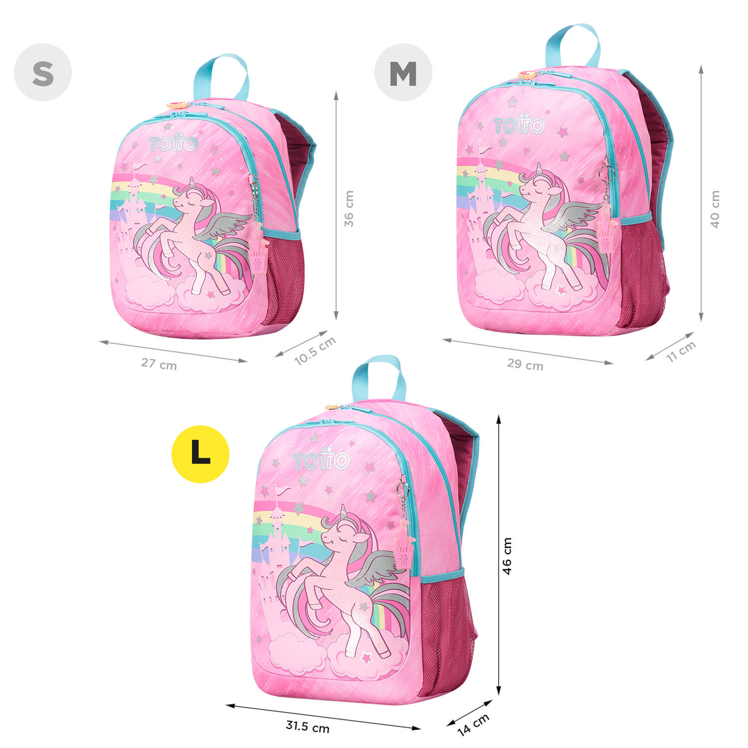 Totto Mochila escolar Fantasy Rosa Poliéster 31.5 x 46 x 14 cm 3/7