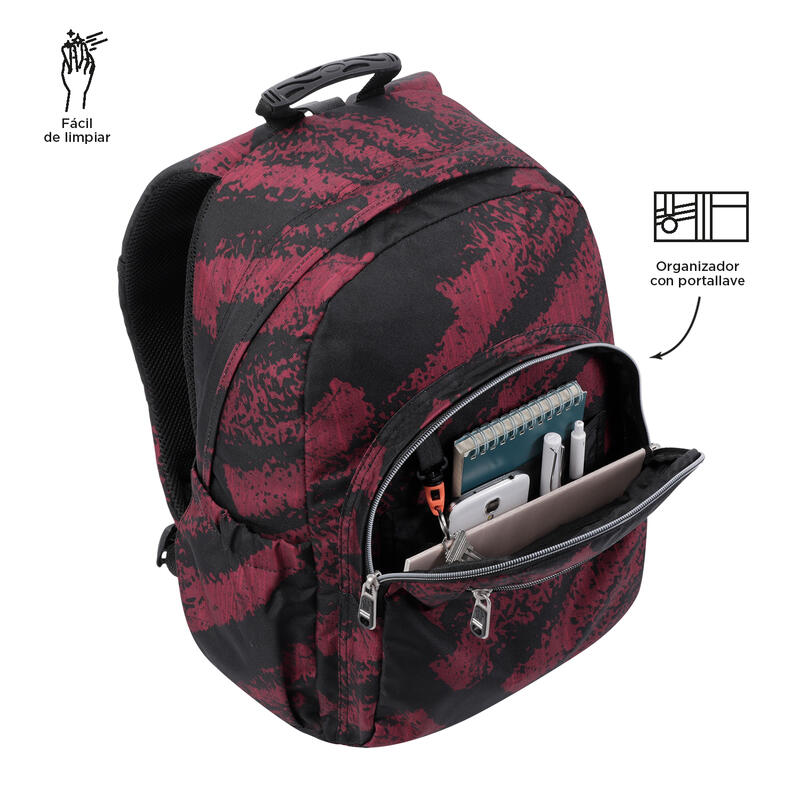 Mochila escolar Totto adaptable a carro tiza roja  20 L