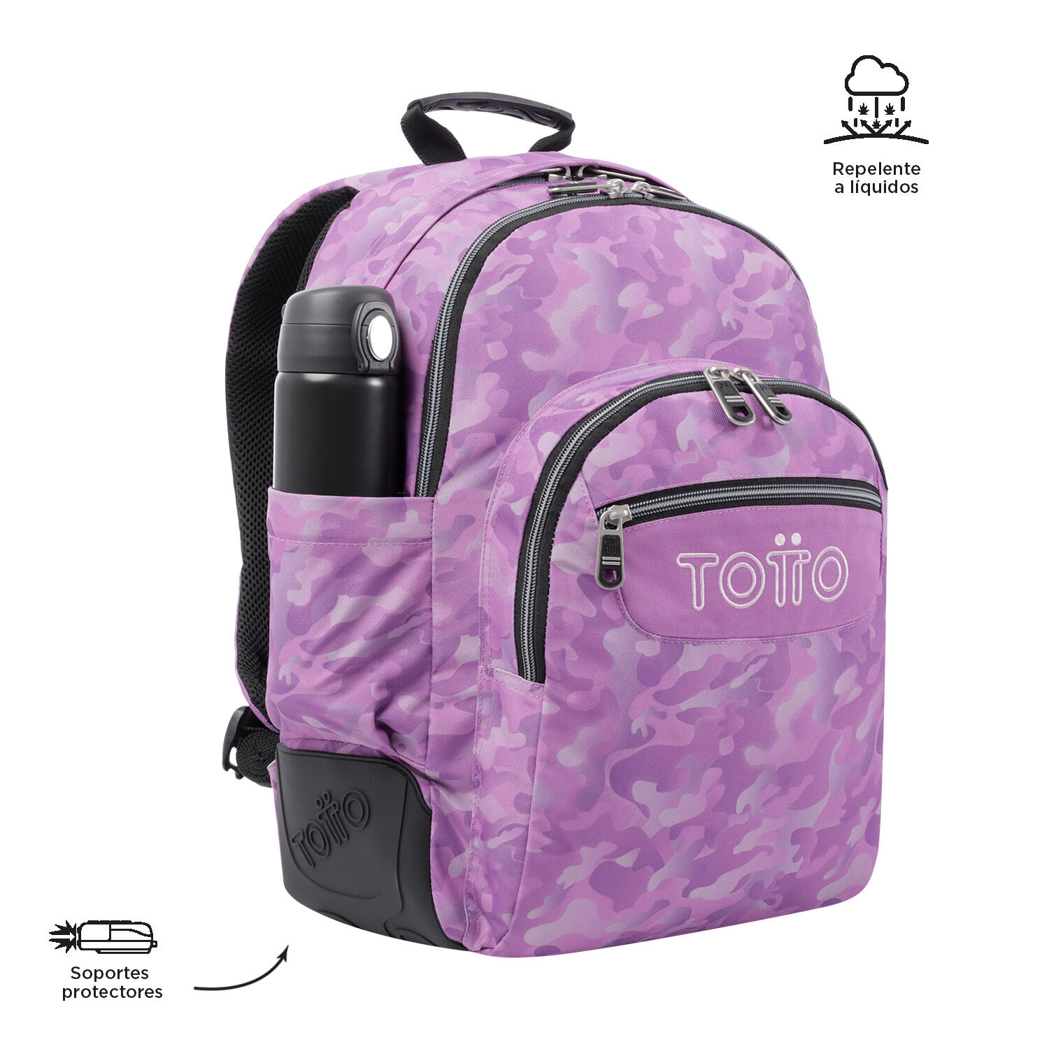 Totto Mochila escolar Crayoles Camuflaje rosa Poliéster 33 x 44 x 13.5 cm 7/7