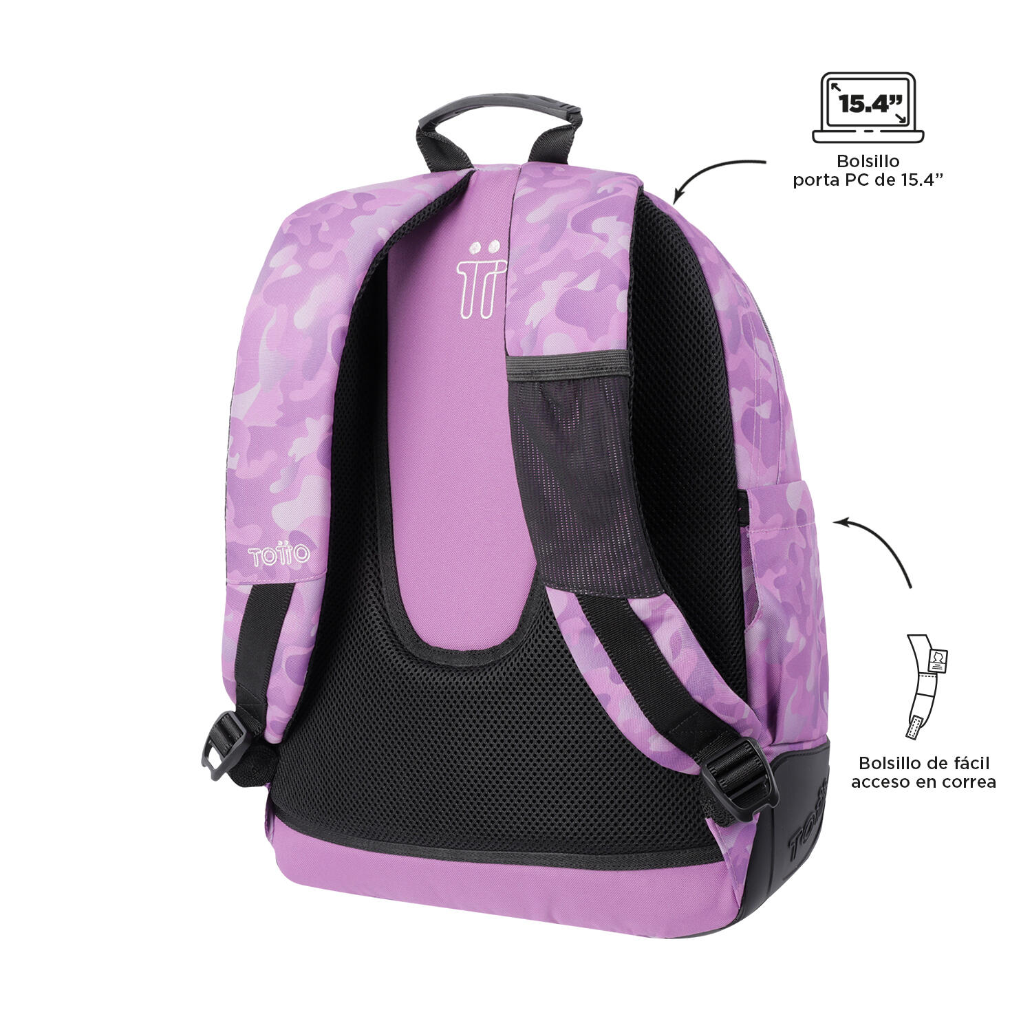 Totto Mochila escolar Crayoles Camuflaje rosa Poliéster 33 x 44 x 13.5 cm 5/7