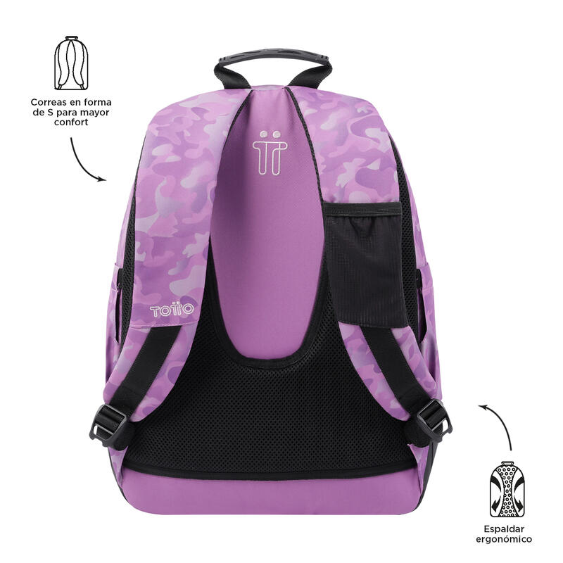 Mochila escolar  Crayoles Totto camuflaje rosa  20 L