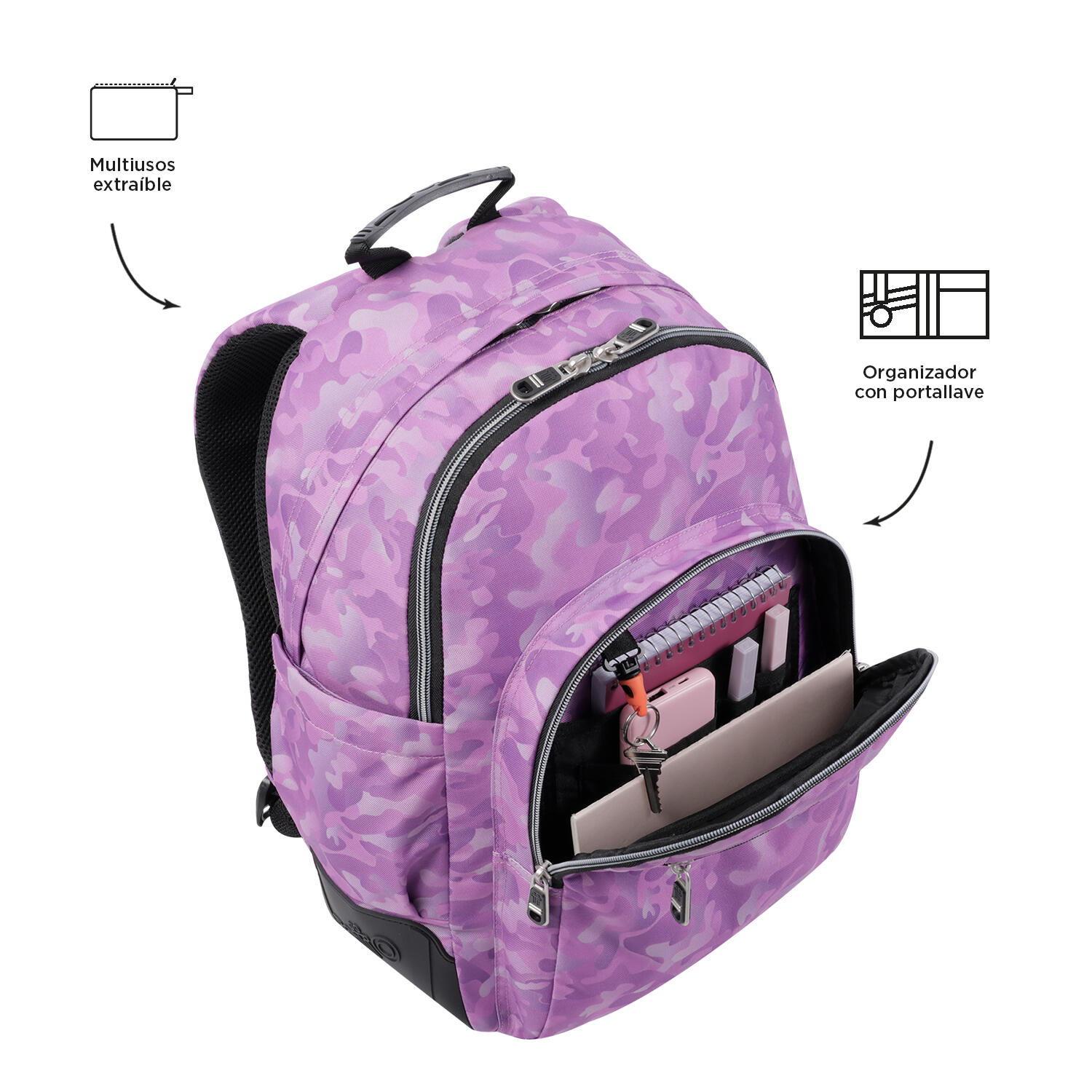 Totto Mochila escolar Crayoles Camuflaje rosa Poliéster 33 x 44 x 13.5 cm 6/7
