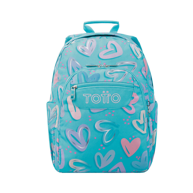 Mochila escolar Totto adaptable a carro corazones pintados  20 L